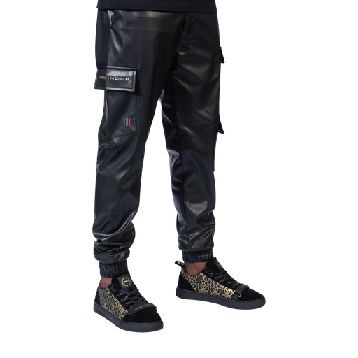 CALEB LEATHER CARGO PANTS